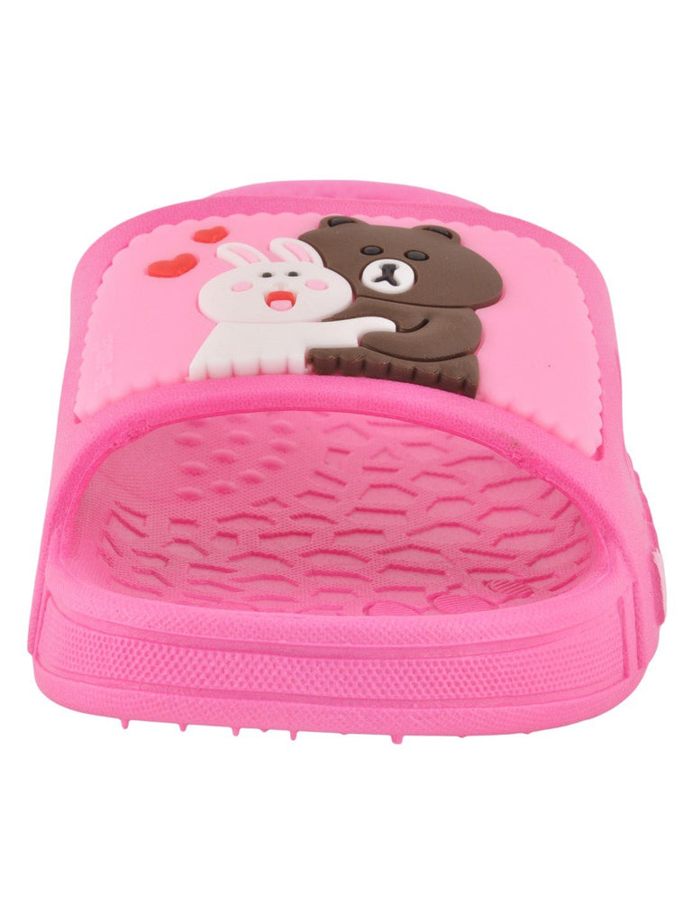 Bear and Bunny Hug Slides for Girls in Fuchsia - zoom Display