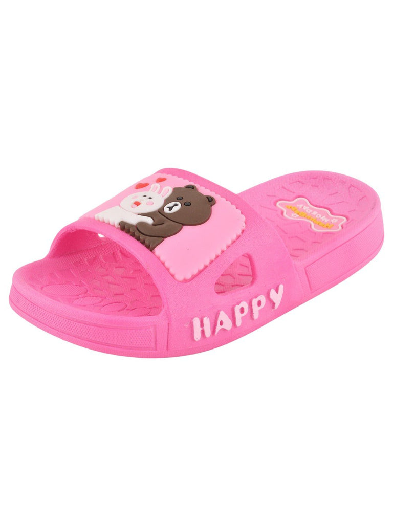 Bear and Bunny Hug Slides for Girls in Fuchsia - angle Display