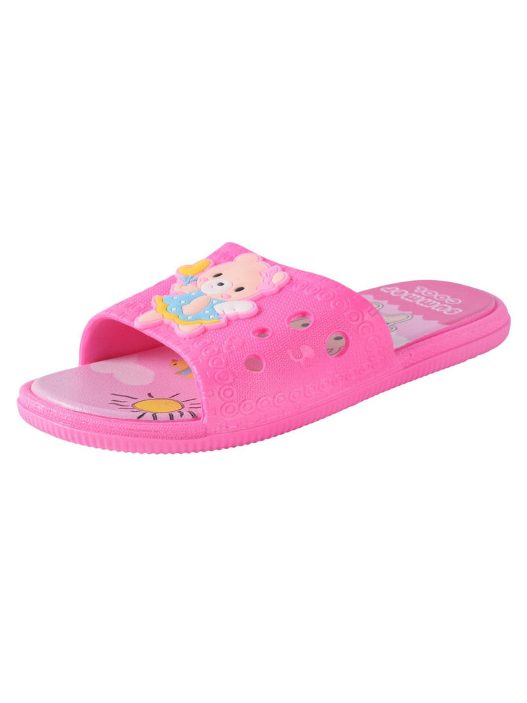 Bear Design Slip-On Slides for Girls - Dark Pink angle view