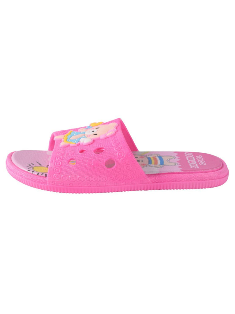 Bear Design Slip-On Slides for Girls - Dark Pink side view