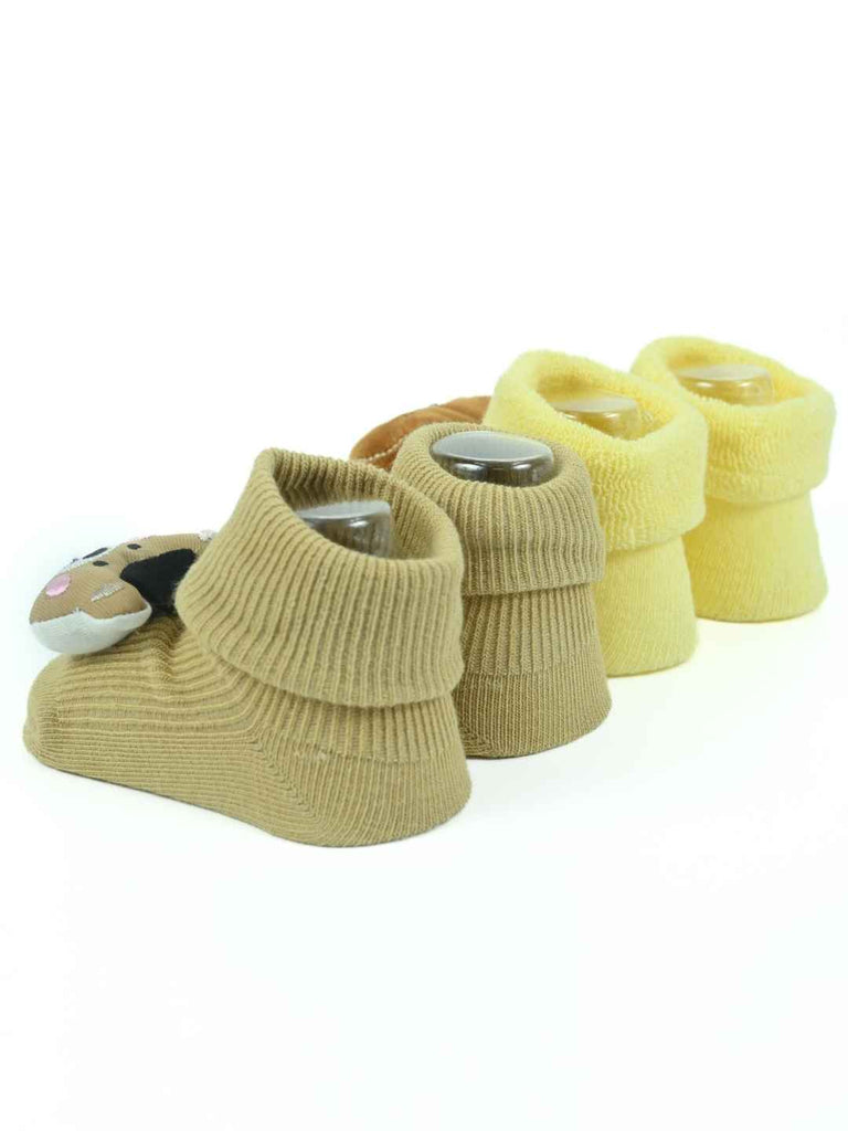 Bear Hugs Baby Socks Combo – Cozy Knit Booties with Adorable 3D Faces-Back View