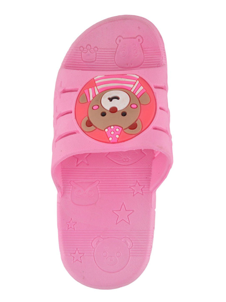 Bear Theme Slides for Girls - Light Pink front view