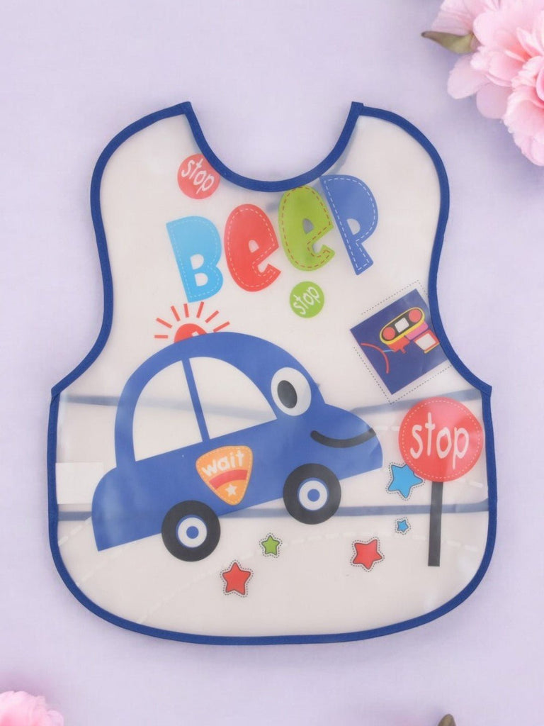 Beep Beep Blue Police Car Waterproof Bibs For Boys- creative view