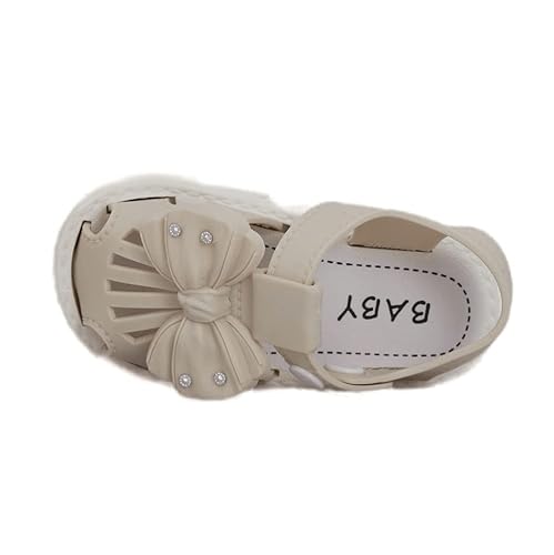 Top view of Yellow Bee Beige Bow Sandals for Girls.