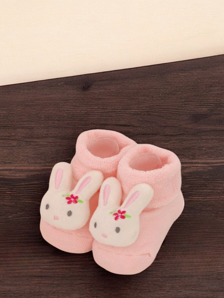 Blossom Bunny Baby Socks - Soft Peach