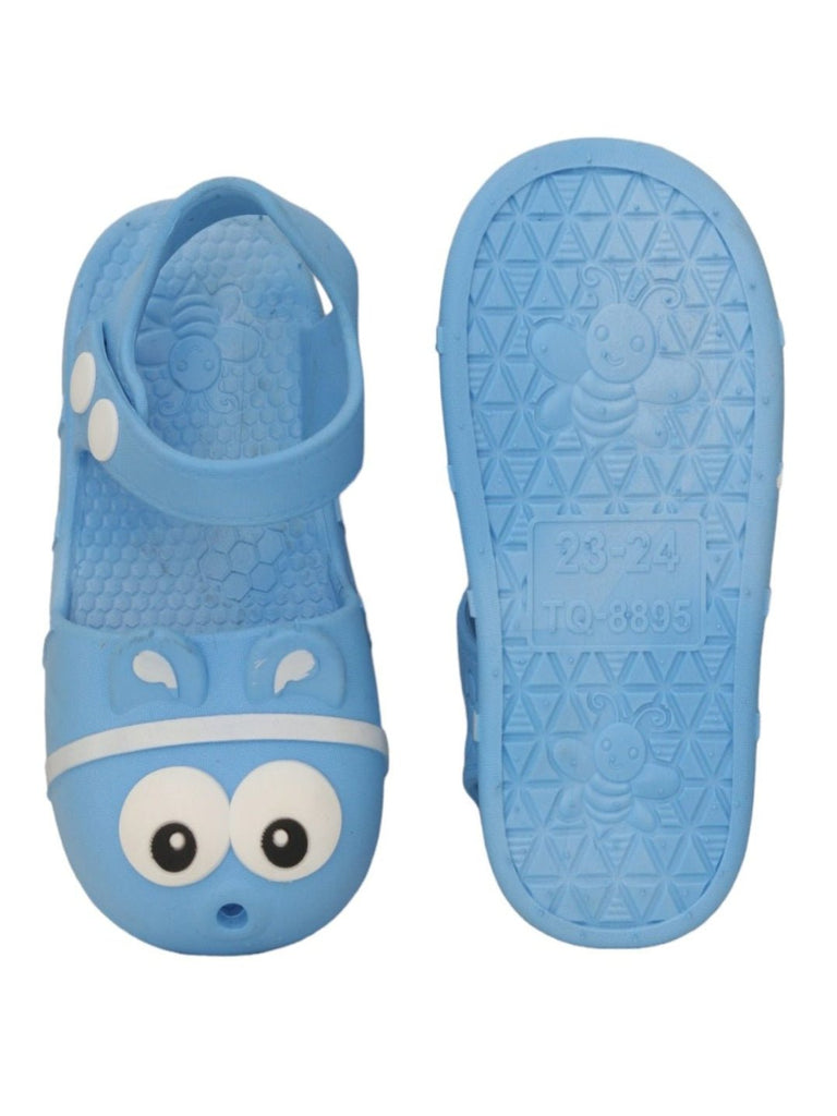 Back and Front Side View of Blue Animal Themed Sandals