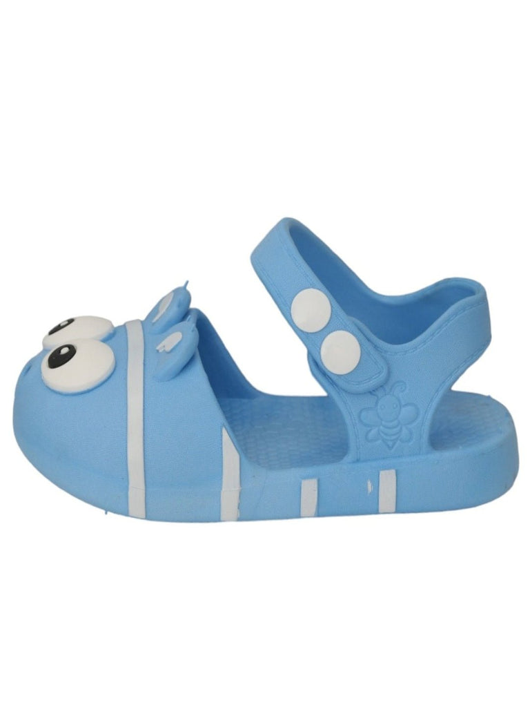 Side View of Blue Animal Face Sandals for Boys