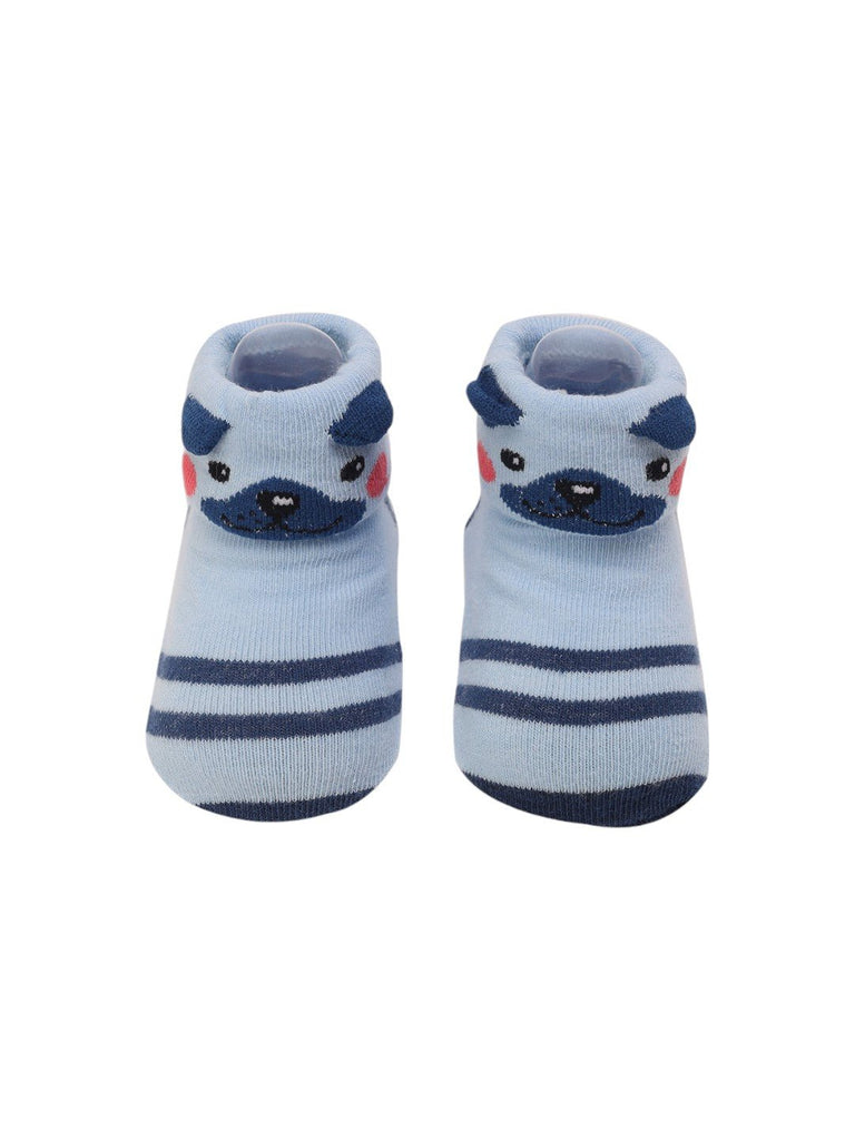 Upper view of Blue Puppy Baby Socks – Soft and Playful Design by Yellow Bee