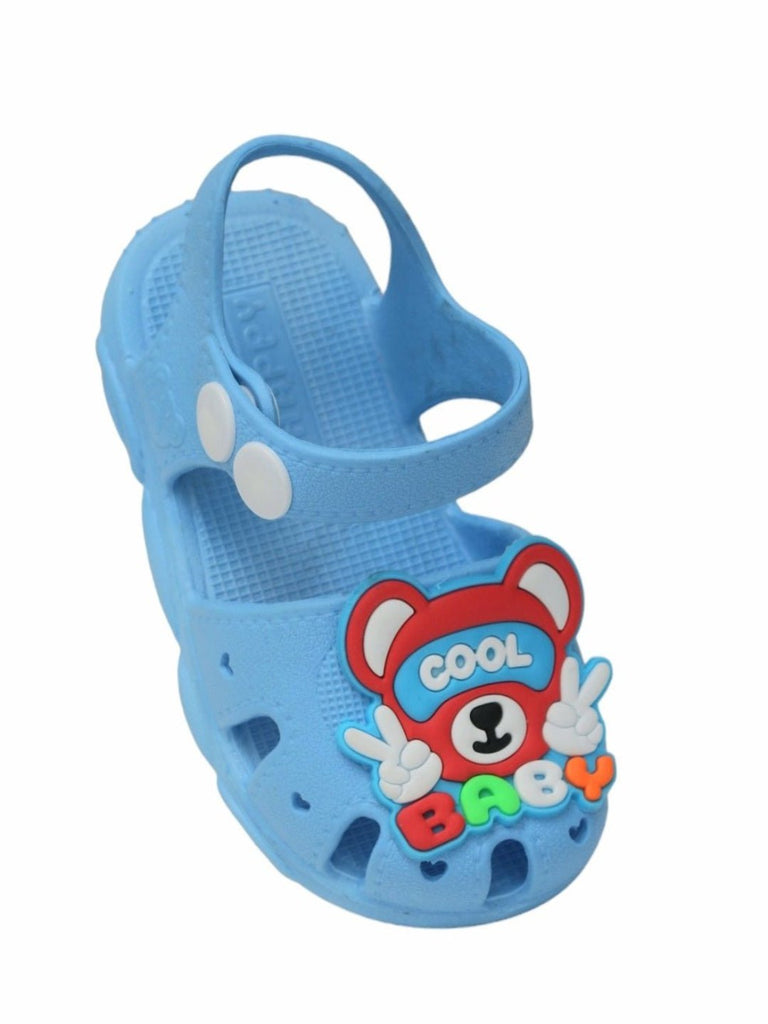 Blue Teddy Bear-Themed Sandals Angle View for Boys