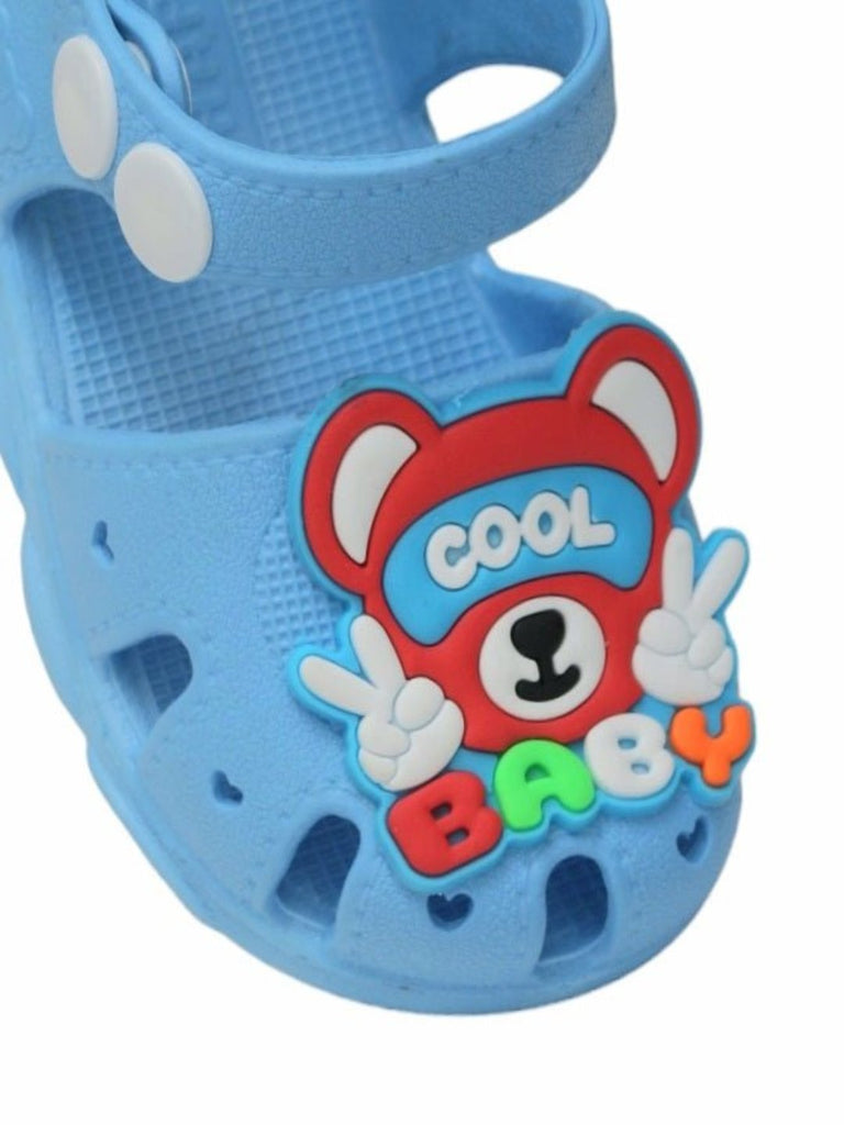 Zoomed Detail of Blue Teddy Bear-Themed Sandals for Boys