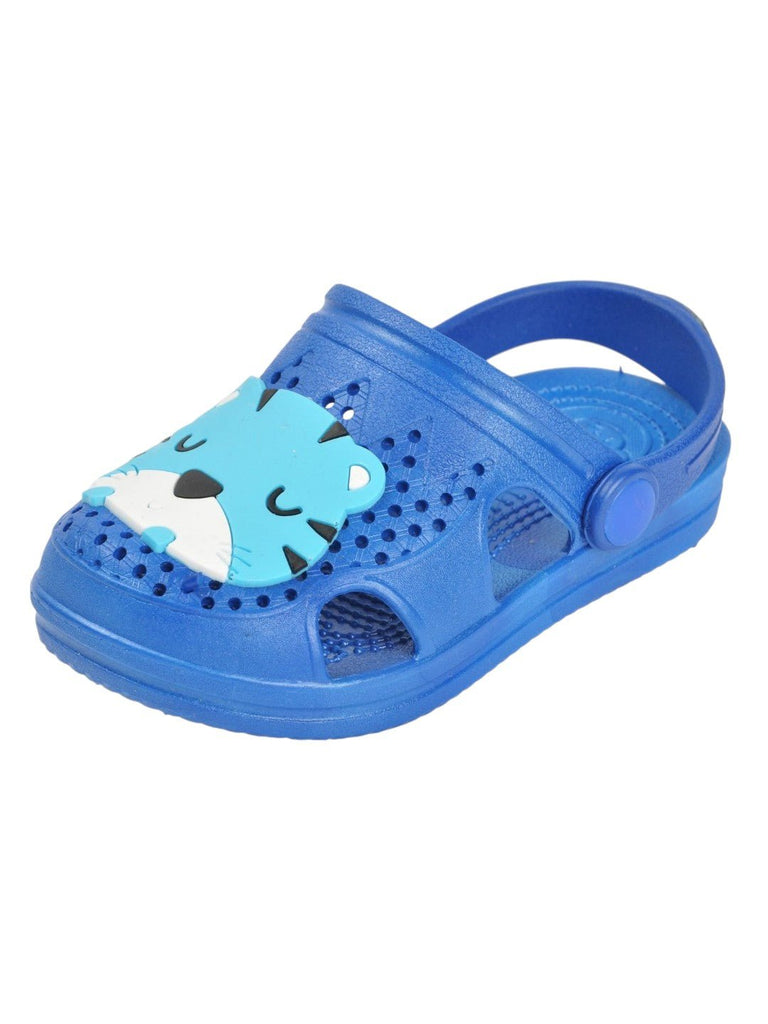 Blue Tiger Face Sandals For Boys Side View.