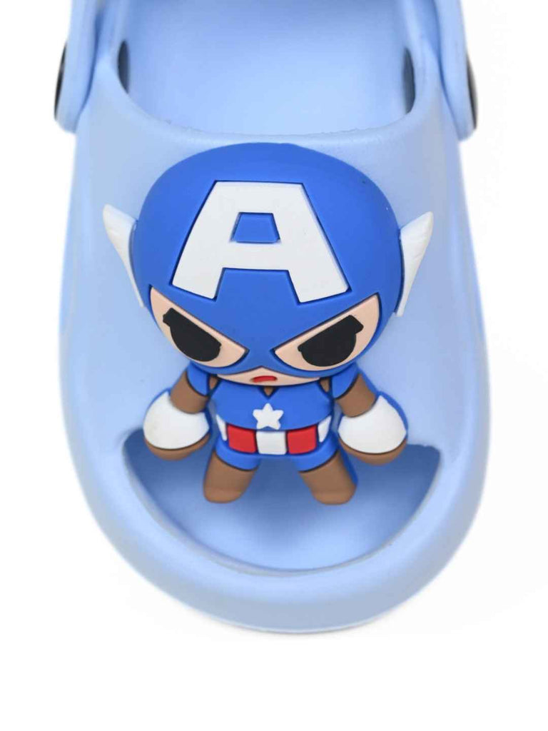Bold & Playful Captain America Charms Sandals for Boys- Blue-Front View