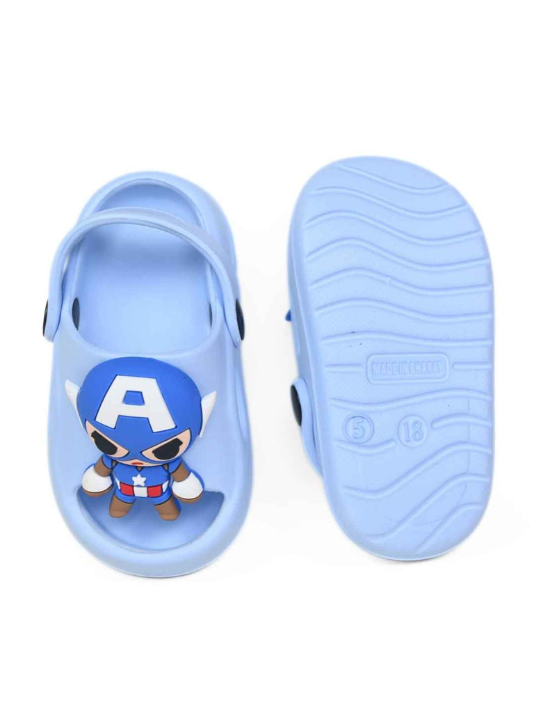 Bold & Playful Captain America Charms Sandals for Boys- Blue-Front & Back View