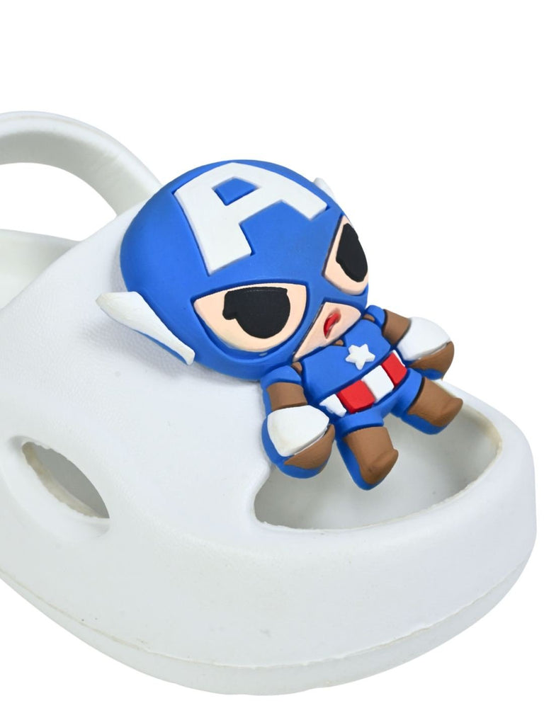 Bold & Playful Captain America Charms Sandals for Boys- White-Close up view