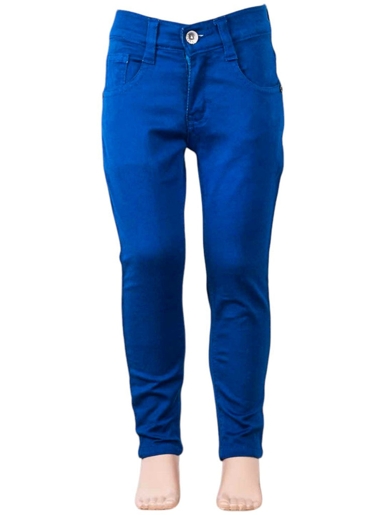 Deep_Blue_Slim-Fit_Stretchable_Pants_for_Girls_Front_View