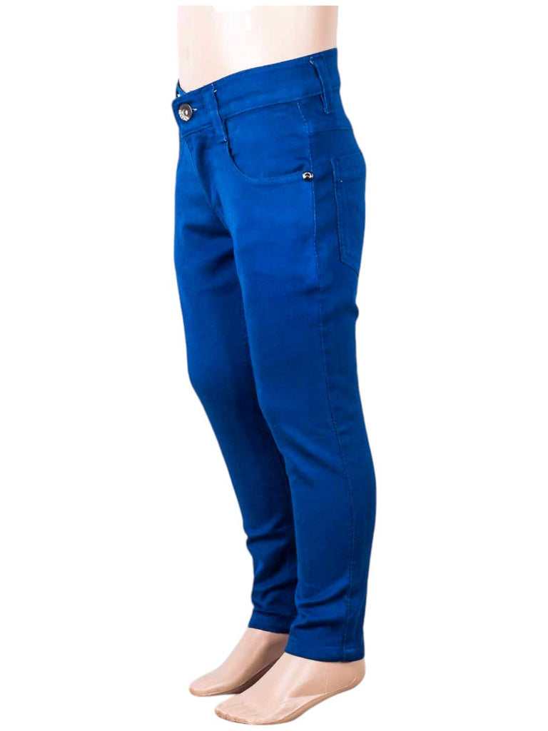 Deep_Blue_Slim-Fit_Stretchable_Pants_for_Girls_Side_View