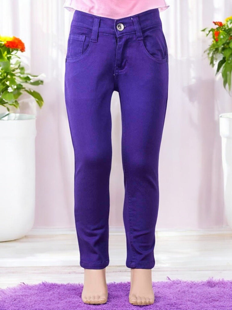 Bold_Purple_Slim-Fit_Stretchable_Pants_for_Girls_Front_View