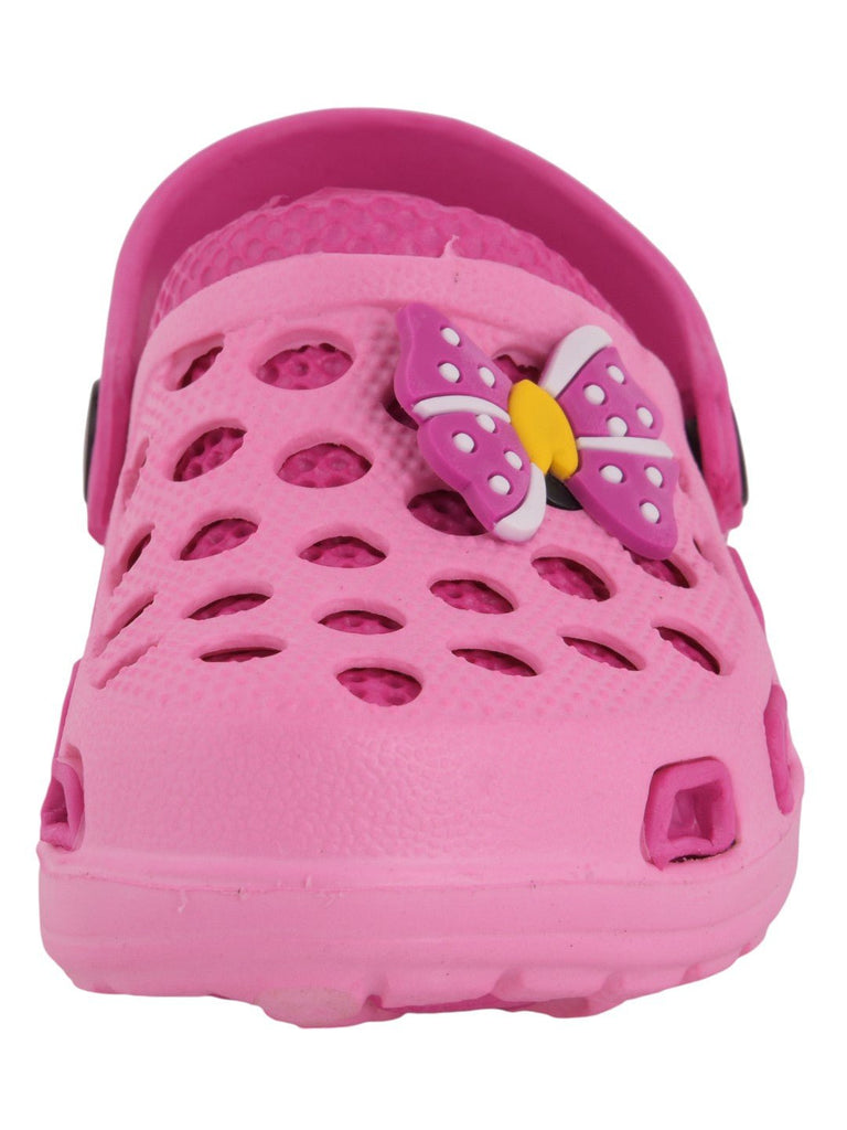 zoom  view of Yellow Bee and Polka Dot Clogs in Pink for Girls.