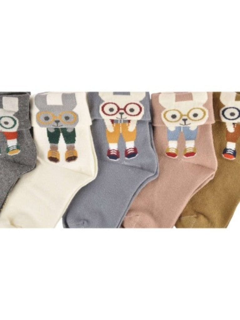 Close-up zoom view of Kids' Folded Cuff Socks with cartoon character details