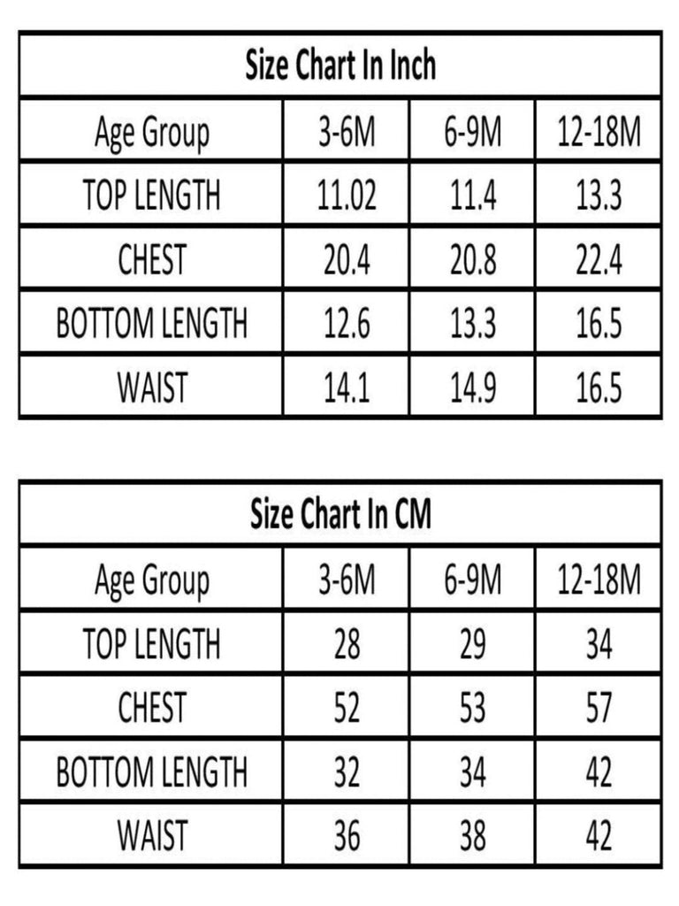 Size chart for Boys' Monkey and Banana Print Short Sleeve Pajama Set.