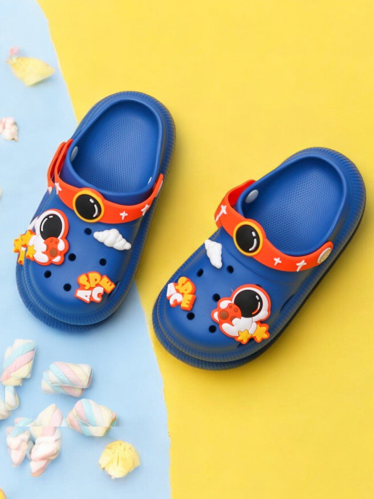 Boys' Space Adventure Themed Blue Clogs- Creative View