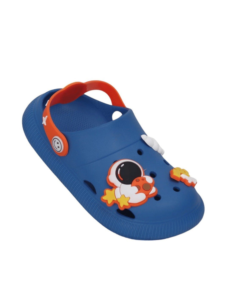 Boys' Space Adventure Themed Blue Clogs- Angle View