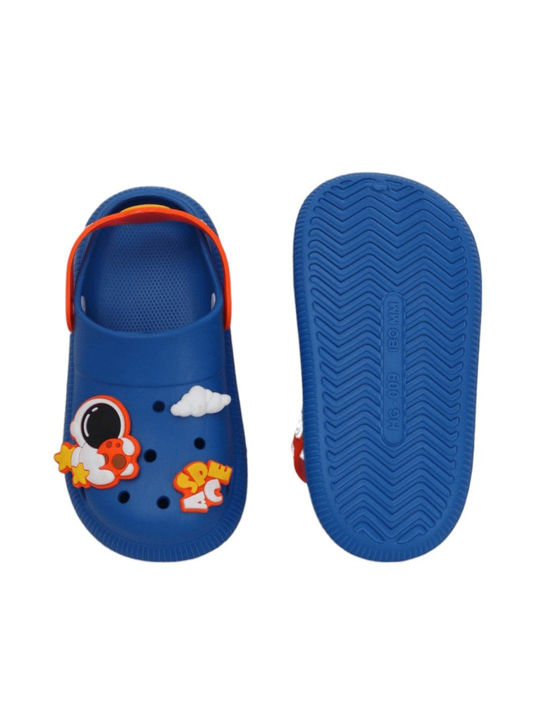 Boys' Space Adventure Themed Blue Clogs- Front & Back View