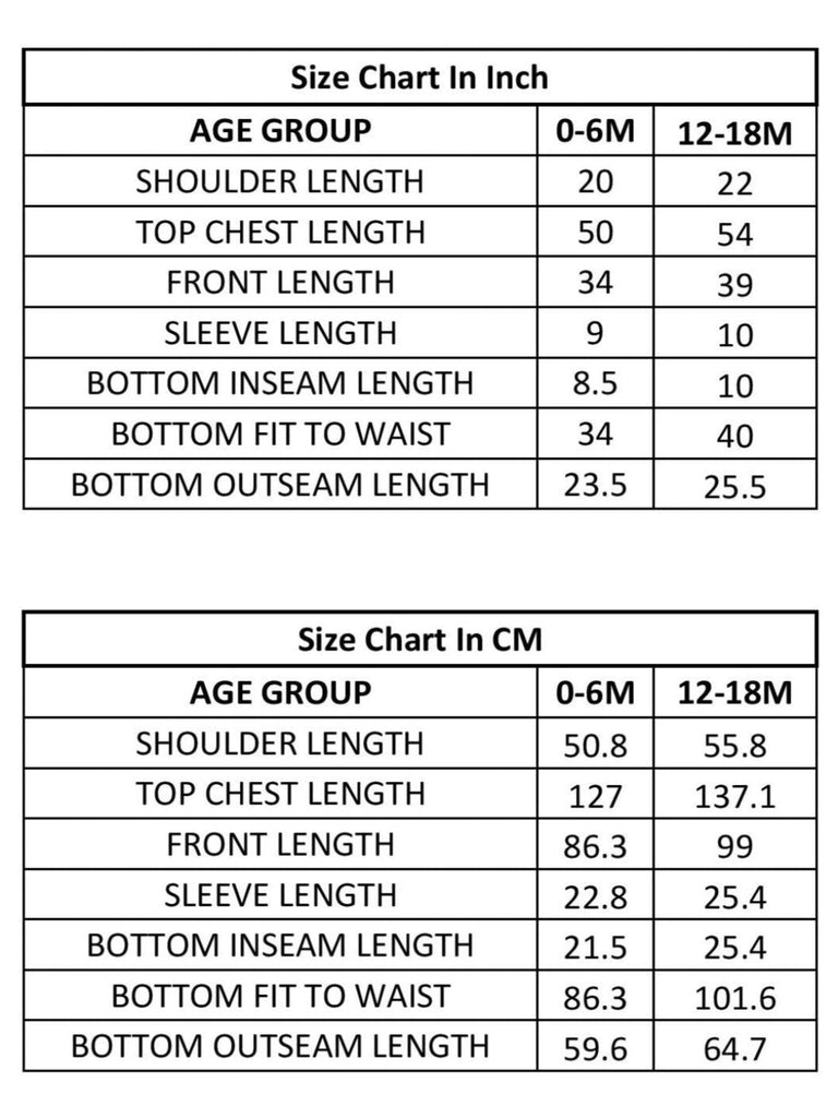 size chart for green casual set