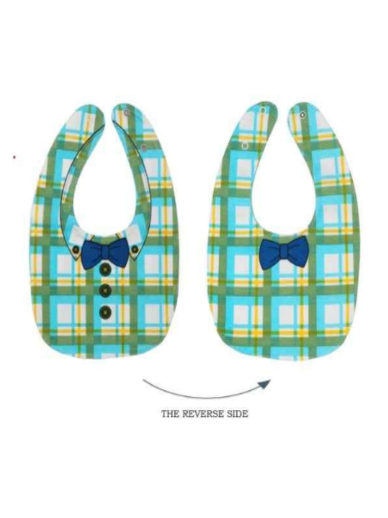 Bright Check Bow Tie Silicone Baby Bib For Boys-Size.