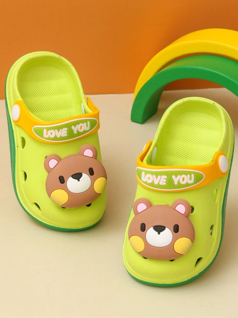  Creative display of the clogs in a playful setting, emphasizing their fun and kid-friendly design.