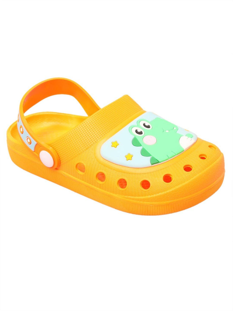 Bright_Orange_Kids_Clogs_Featuring_a_Cute_Crocodile_Design_with_Secure_Heel_Strap_angle_view