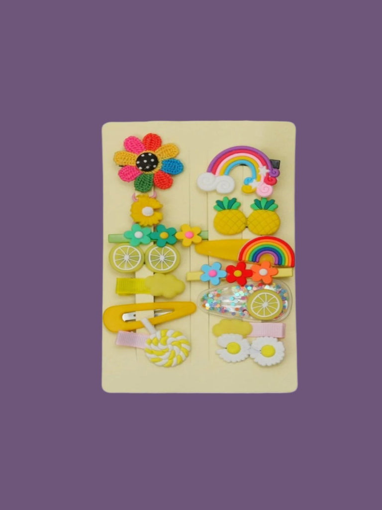 Creative View of Bright Pineapple and Daisy Hair Clip Set