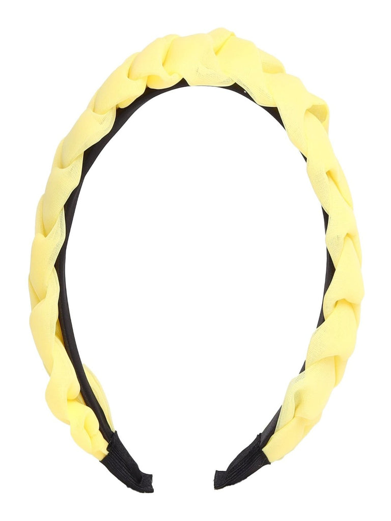 Front view of Yellow Bee fashionable yellow headband for girls