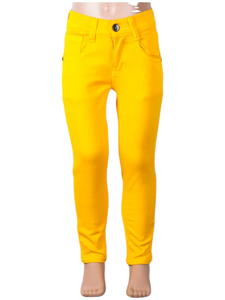 Bright_Yellow_Slim-Fit_Stretchable_Pants_for_Girls_Front_View