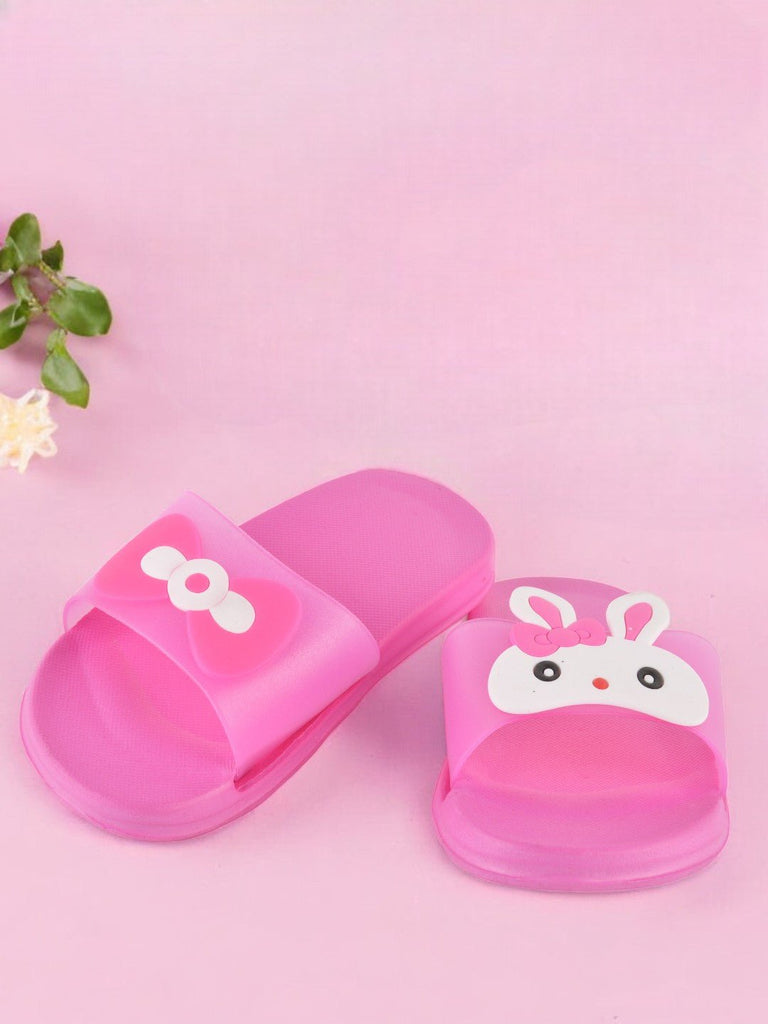 Creative view of pink Bunny Face Slides for Girls displayed on a pastel background.