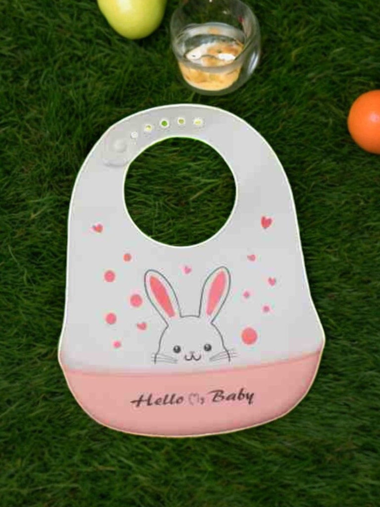  Creative display of the Bunny Love Hearts Silicone Baby Bib for Girls