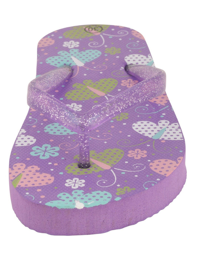 Butterfly Print Flip-Flops for Girls - Purple zoom view