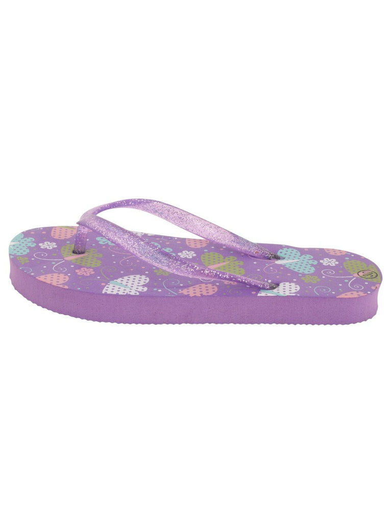 Butterfly Print Flip-Flops for Girls - Purple side view