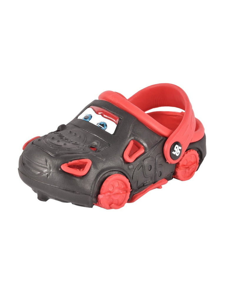 Car Theme Clogs for Boys - Black and Red angle view