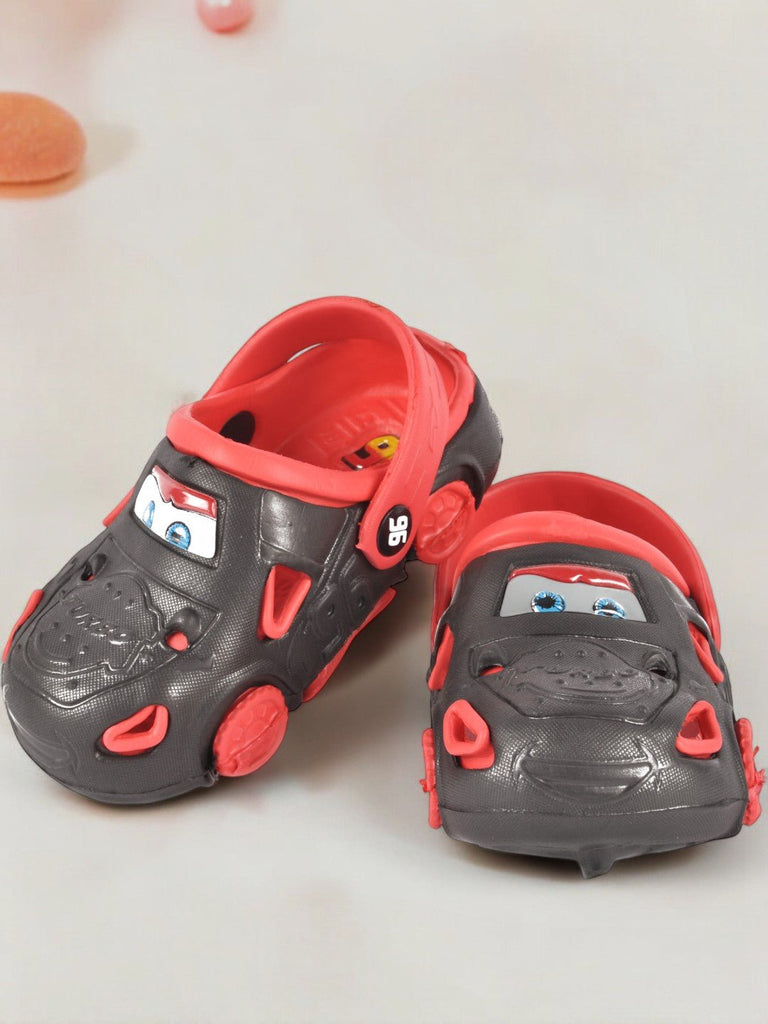Car Theme Clogs for Boys - Black and Red creative view