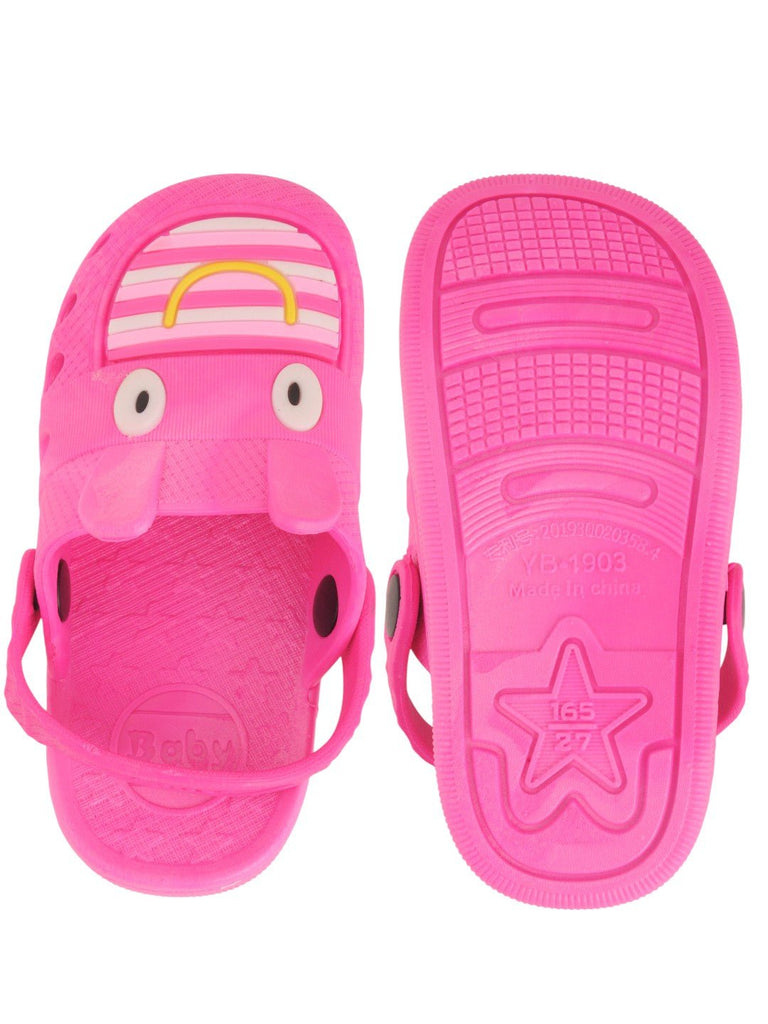 Car Theme Rubber Clogs for Girls - Dark Pink front and back view
