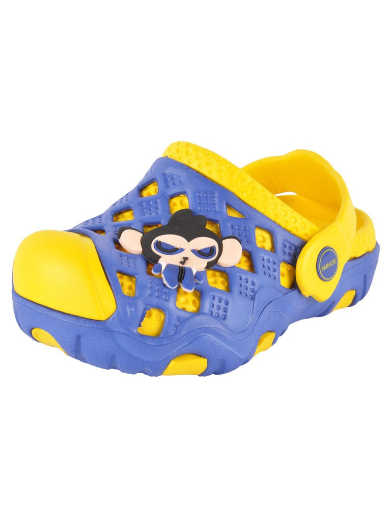 Cartoon Character Mesh Clogs for Boys - Blue and Yellow angle view