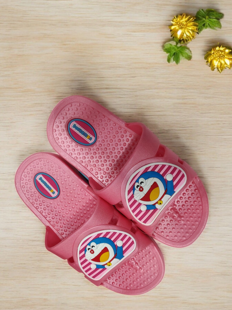 creative view of plain black double buckle slides for boys with EVA material and slip-on closure.