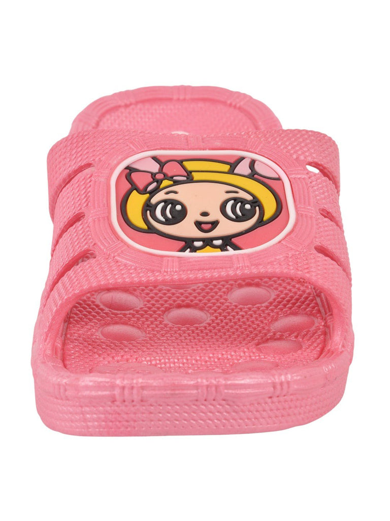 zoom view of Cartoon Girl Slides for Girls in pink showcasing the fun cartoon girl design.