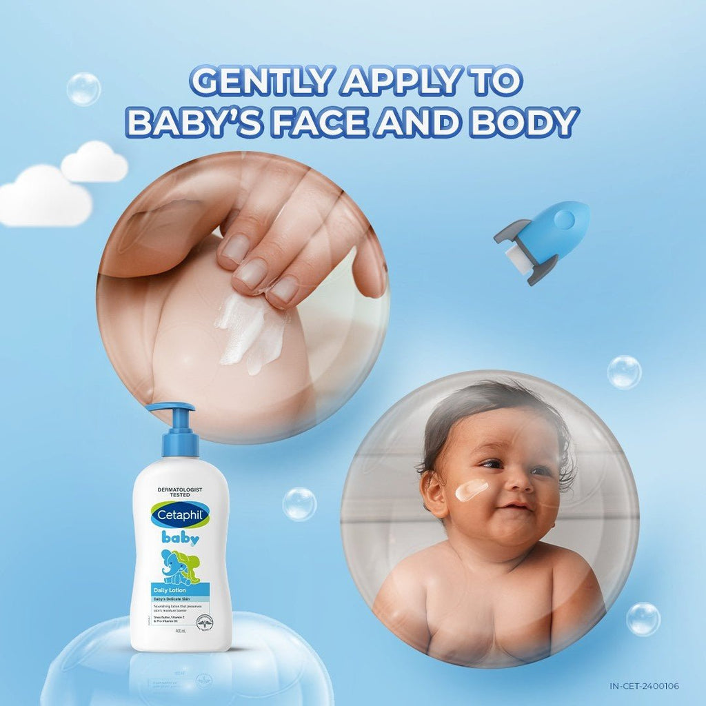 cetaphil baby daily lotion shea butter 400 ml  Close up view.