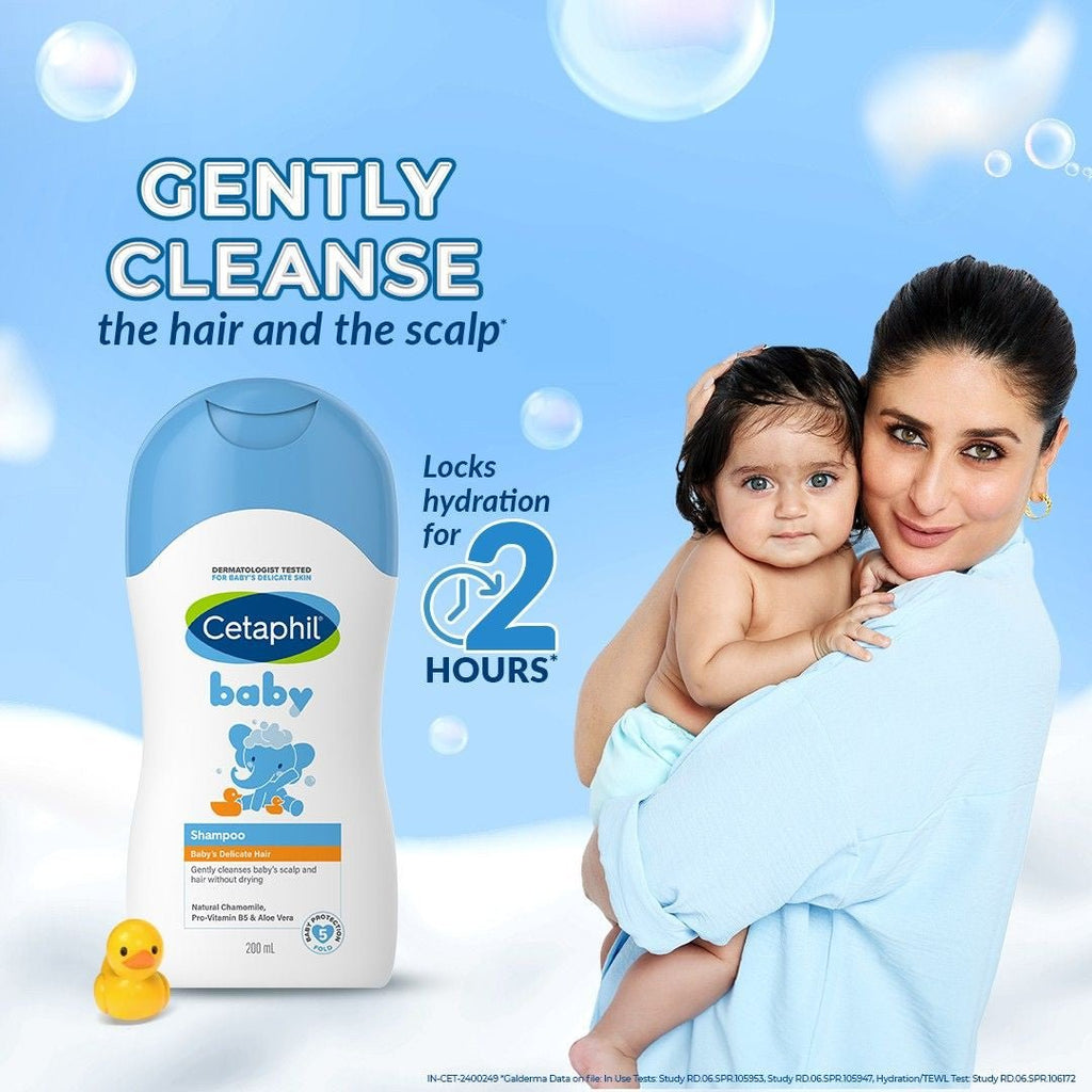 Cetaphil Baby Gentle Wash Shampoo 200 ml with baby. 