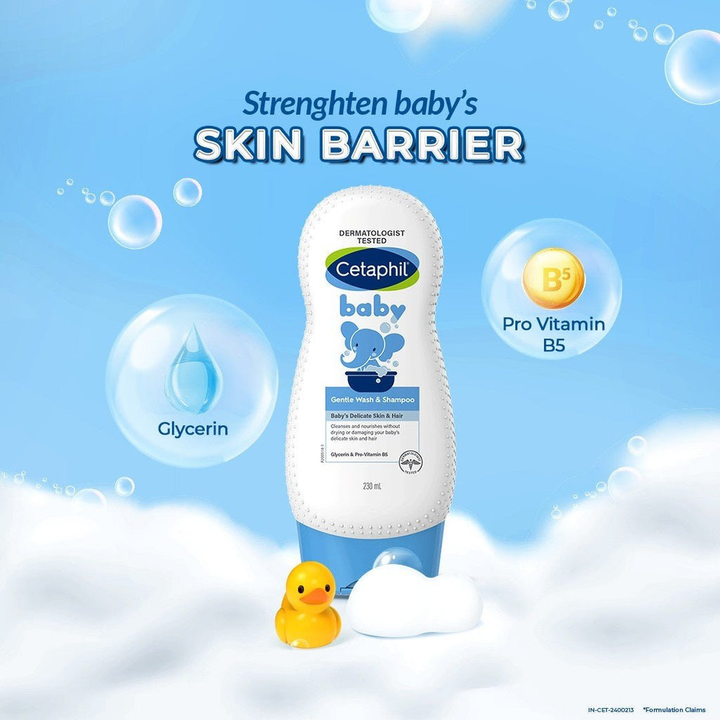 Cetaphil Baby Gentle Wash Shampoo with Chamomile Showing Its Features.