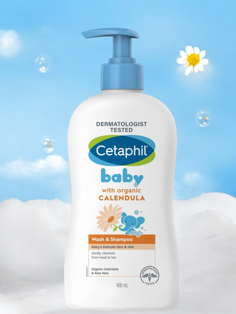 Cetaphil Baby Wash Shampoo With Organic Calendula 400 ml  Gentle nourishment For Hair .