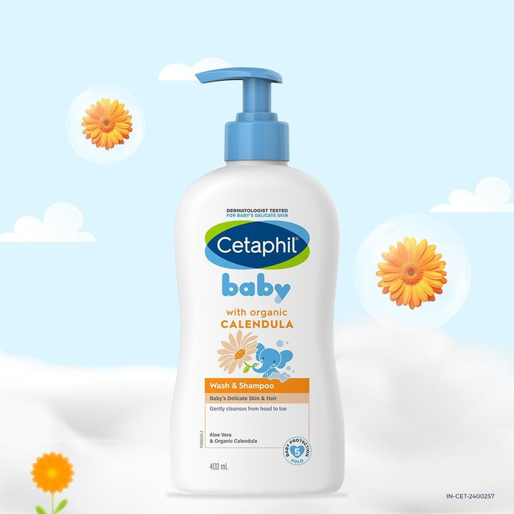 Cetaphil Baby Wash Shampoo With Organic Calendula 400 ml  Gentle nourishment For Hair .