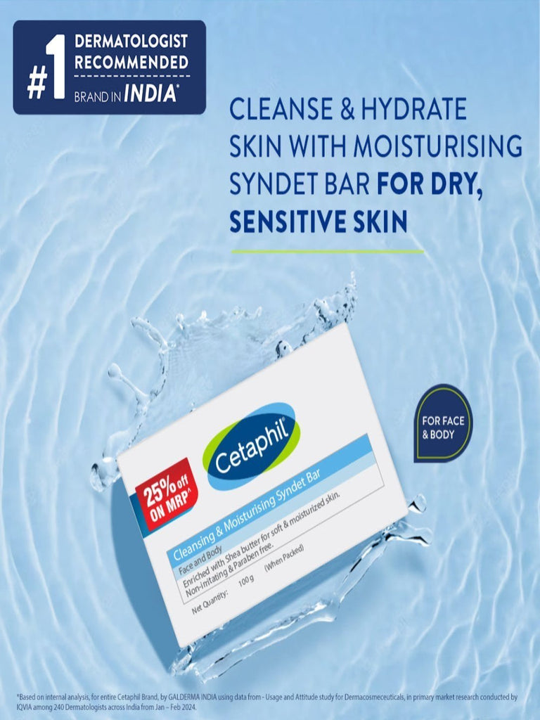 Cetaphil Cleansing & Moisturising Syndet Bar-Front View